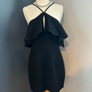 BCBGeneration Black Ruffle Halter Mini Dress Size 8